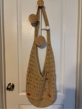 Crochet Bag with Beaded Fruit Accents